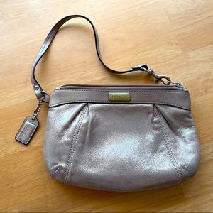 Gold Metallic Coach Wristlet